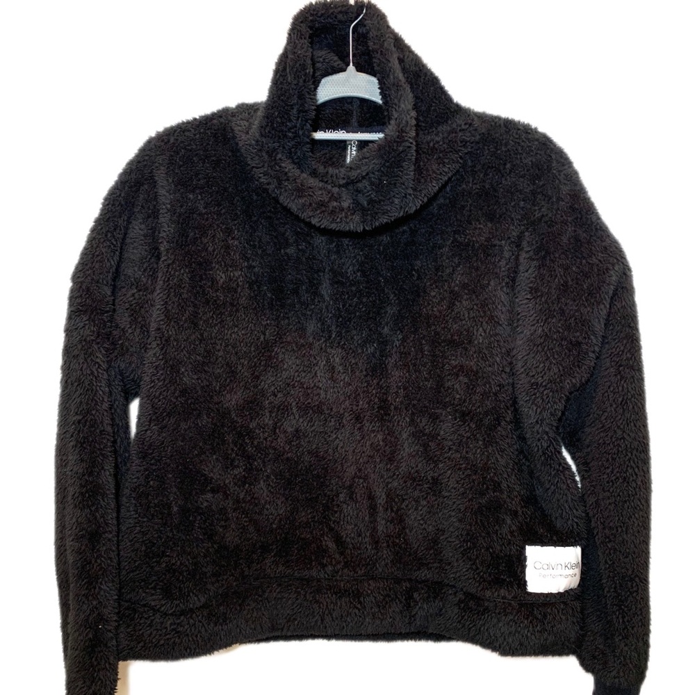 Calvin Klein black fuzy turtle neck pullover
